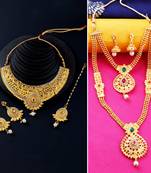 Gold Plated Traditional Neckalce Set Jewellery Set For Women Girls