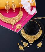 Gold Plated Traditional Neckalce Set Jewellery Set For Women Girls
