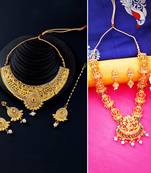 Gold Plated Traditional Neckalce Set Jewellery Set For Women Girls