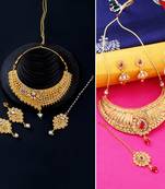 Gold Plated Traditional Neckalce Set Jewellery Set For Women Girls