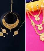 Gold Plated Traditional Neckalce Set Jewellery Set For Women Girls