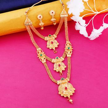 Gold Plated Traditional Neckalce Set Jewellery Set For Women Girls 4