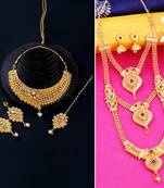 Gold Plated Traditional Neckalce Set Jewellery Set For Women Girls