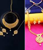 Gold Plated Traditional Neckalce Set Jewellery Set For Women Girls