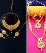 Gold Plated Traditional Neckalce Set Jewellery Set For Women Girls