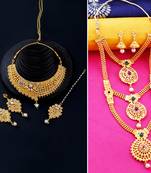 Gold Plated Traditional Neckalce Set Jewellery Set For Women Girls