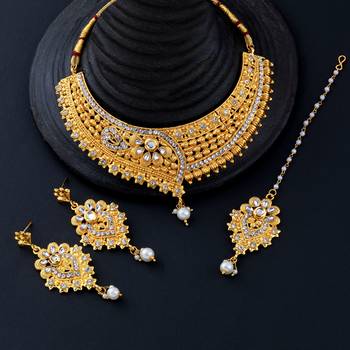 Gold Plated Traditional Neckalce Set Jewellery Set For Women Girls 3