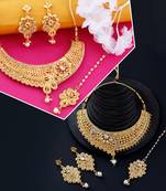 Gold Plated Traditional Neckalce Set Jewellery Set For Women Girls