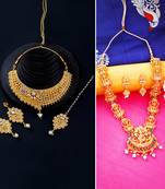 Gold Plated Traditional Neckalce Set Jewellery Set For Women Girls