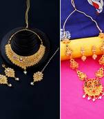 Gold Plated Traditional Neckalce Set Jewellery Set For Women Girls