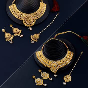 Traditional Gold Plated  Neckalce Set Jewellery Set For Women Girls 1