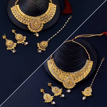 Traditional  Gold Plated Designer Neckalce Set Jewellery Set For Women Girls 1