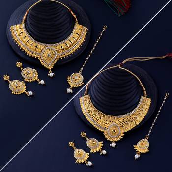 Designer Classic Look Gold Plated Traditional Neckalce Set Jewellery Set For Women Girls 1