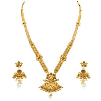 Gold Plated Traditional Designer Necklace Jewellery Set For Women 3