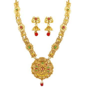 Gold Plated Traditional Designer Necklace Jewellery Set For Women 3