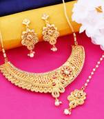 Gold Plated Traditional Designer Necklace Jewellery Set For Women