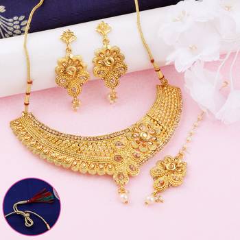 Gold Plated Traditional Designer Necklace Jewellery Set For Women 2