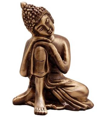 Metal Resting Buddha on Knee 3