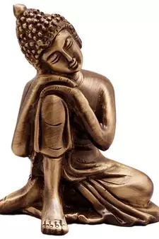 Metal Resting Buddha on Knee