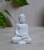 Polyresin Pure White Resting Buddha on Knee