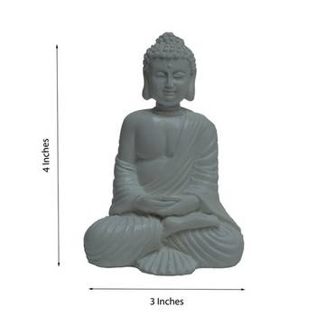 Polyresin Pure White Resting Buddha on Knee 2