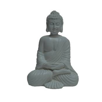 Polyresin Pure White Resting Buddha on Knee 3