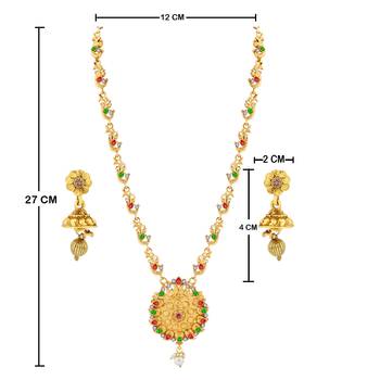 Party wear Long Set muilti colour with peral And Daimond Stylish Chain Jewellery For  Women And Girls 4