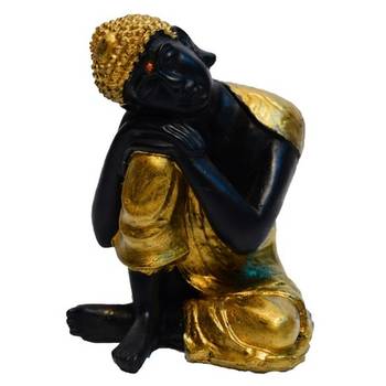 Polyresin Golden Black Resting Buddha on Knee 1