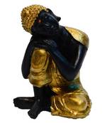 Polyresin Golden Black Resting Buddha on Knee