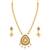 Gold Plated Long Set Three Line Chain Oval Shape Pandal With White Peral Hanging Jewellery For  Women And Girls