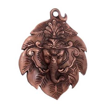 Metal wall hanging of Lord Ganesha Head on Creative Leaf 3