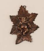 Metal wall hanging of Lord Ganesha on Maple Leaf