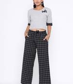 Ardozaa Women's Cotton Printed Top Palazzo Set (Grey)