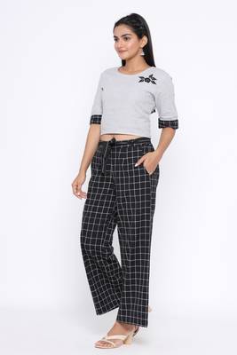 Ardozaa Women's Cotton Printed Top Palazzo Set (Grey) 2