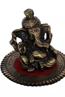 Metal Pagdi Lord Ganesha on Round Base