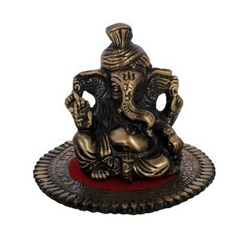 Metal Pagdi Lord Ganesha on Round Base 3