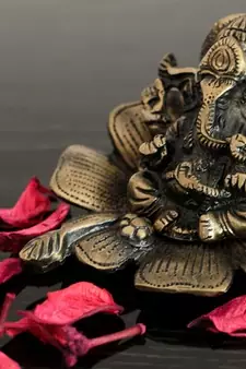 Metal Lord Ganesha on Flower