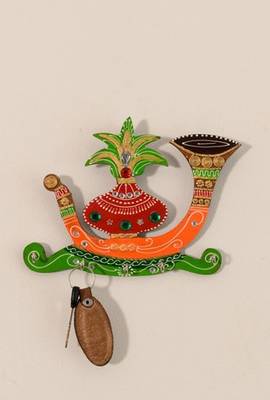 Papier-Mache Kalash Shehnai 5 Hooks Key holder 1