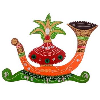 Papier-Mache Kalash Shehnai 5 Hooks Key holder 2