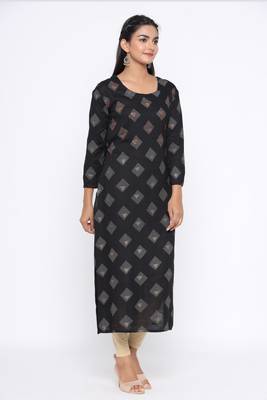 Ardozaa Women's Rayon Printed Straight Kurta (Black) 2