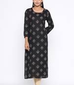 Ardozaa Women's Rayon Printed Straight Kurta (Black)