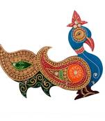 Papier-Mache Beautiful Embossed Bird Design 4 Hooks Key holder
