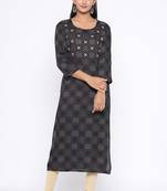 Ardozaa Women's Rayon Printed Straight Kurta (Black)
