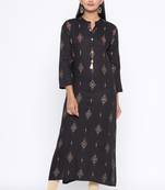 Ardozaa Women's Rayon Printed Straight Kurta (Black)