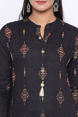 Ardozaa Women's Rayon Printed Straight Kurta (Black) 5