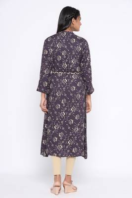 Ardozaa Women's Rayon Printed A-line Kurta (Grey) 4