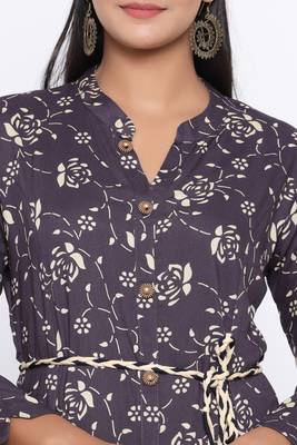 Ardozaa Women's Rayon Printed A-line Kurta (Grey) 5