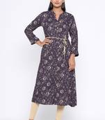 Ardozaa Women's Rayon Printed A-line Kurta (Grey)
