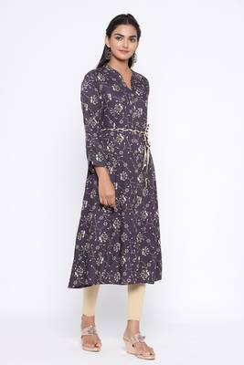 Ardozaa Women's Rayon Printed A-line Kurta (Grey) 3