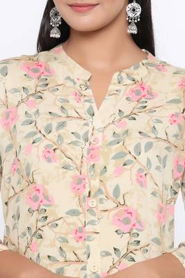 Ardozaa Women's Rayon Printed Straight Kurta (Cream) 4